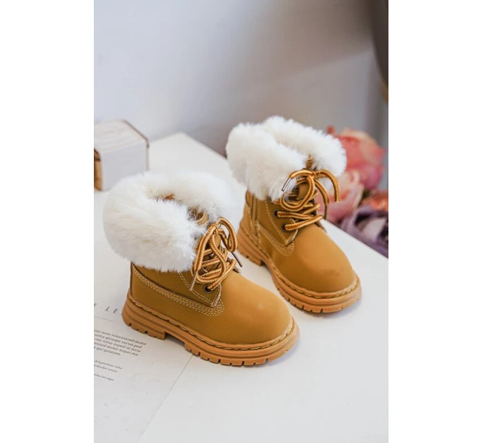 Dětské Trapery Botky na Zip s Kožešinou Camel model 21640125 - Boto