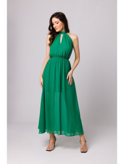 model 18429156 Šifonové šaty se zavazováním za krkem zelené - Makover