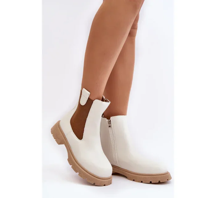 Dámské Chelsea kozačky na zip, White Ramhel
