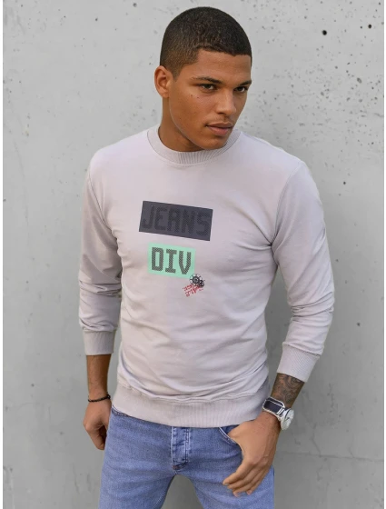 Pánská béžová mikina s potiskem FashionStreet BX5375