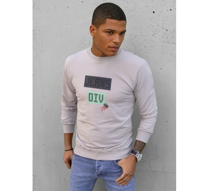 Pánská béžová mikina s potiskem FashionStreet BX5375