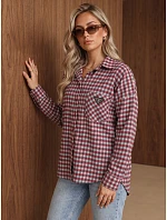 Dámská bavlněná košile s červeným kostkovaným vzorem FashionStreet DY0503 Dámská bavlněná košile s červeným kostkovaným vzorem FashionStreet DY0503
