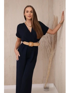 Kombinéza s ozdobným páskem v pase námořnictvo