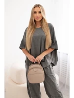 Bavlněný komplet halenka + kalhoty Grafit Bavlněný komplet halenka + kalhoty Grafit