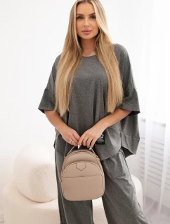 Bavlněný komplet halenka + kalhoty Grafit