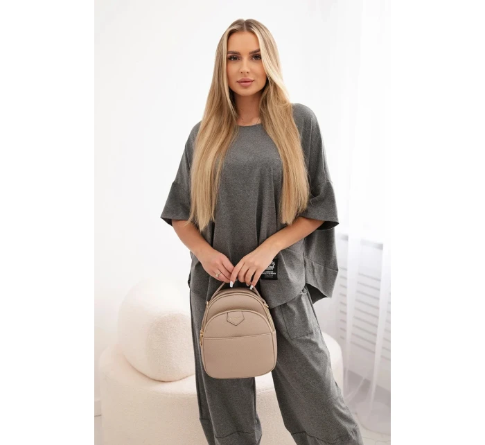 Bavlněný komplet halenka + kalhoty Grafit Bavlněný komplet halenka + kalhoty Grafit