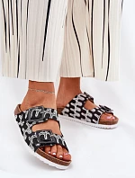 Dámské Pantofle S Přezkami A Leskem Černé S.Barski RB51-006