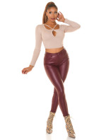 Sexy kožené kalhoty s vysokým pasem