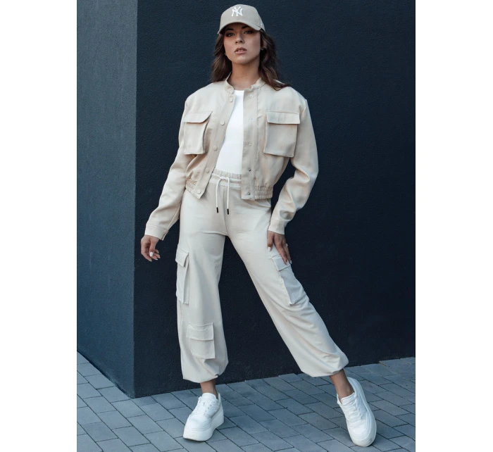 Dámská bunda bomber PRIEV béžová FashionStreet TY4306 Dámská bunda bomber PRIEV béžová FashionStreet TY4306