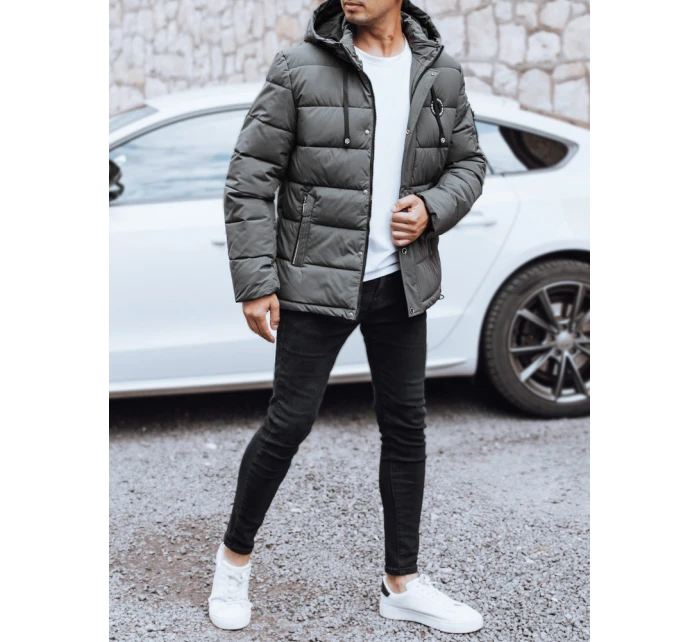 Pánská prošívaná zimní bunda s kapucí FashionStreet graphite TX5053