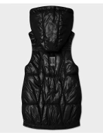 Krótki bezrękawnik damski z odpinanym kapturem Goodlookin czarny (B8258-1)