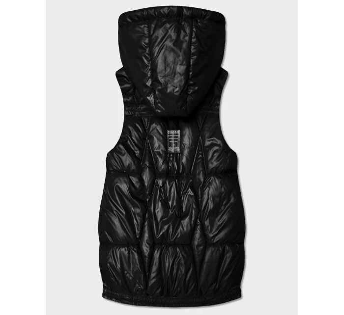 Krótki bezrękawnik damski z odpinanym kapturem Goodlookin czarny (B8258-1)