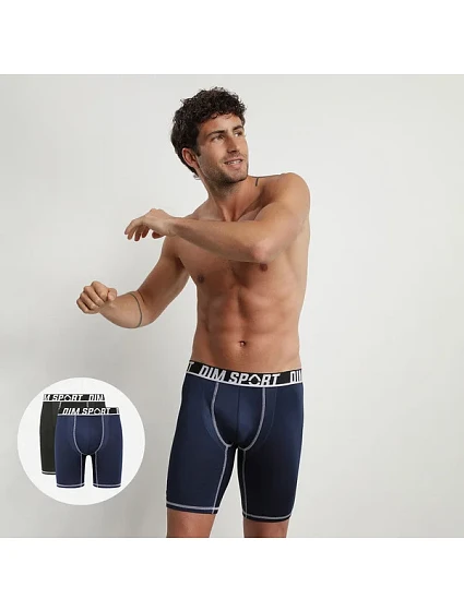 Pánské sportovní boxerky 2 ks DIM SPORT LONG BOXER 2x - DIM SPORT - černá