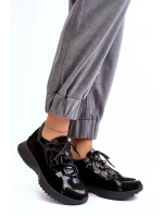 Kožené lakované dámské sportovní boty M01/2 Zazoo Černé