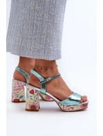 Dámské květinové sandály na vysokém podpatku D&A modré Dámské květinové sandály na vysokém podpatku D&A modré