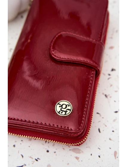 Lakovaná dámská peněženka se zlatým detailem Evlinne – červená