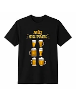 Pánské bavlněné tričko s potiskem - MŮJ SIX PACK - černé