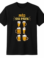 Pánské bavlněné tričko s potiskem - MŮJ SIX PACK - černé