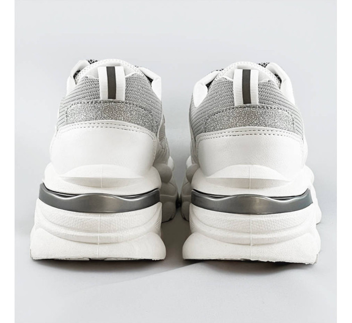 Bílo-šedé šněrovací dámské sportovní boty (LU-3)