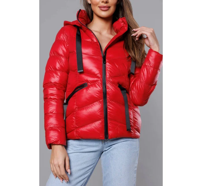 Červená krátká dámská zimní bunda (23066-(270)(1)) Červená krátká dámská zimní bunda (23066-(270)(1))