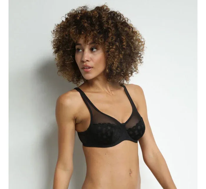 Dámská krajková podprsenka DIM GENEROUS BRODERIE UNDERWIRE BRA - DIM - černá
