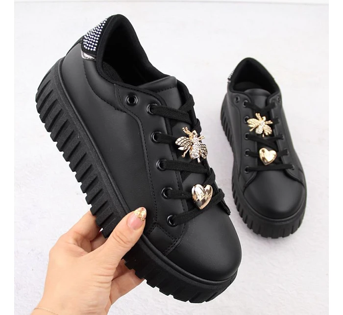 Dámská sportovní obuv na platformě černá NEWS 4756