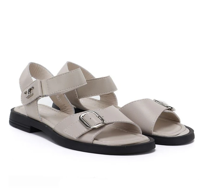 Dámské béžové kožené sandály model 22117680 - VINCEZA