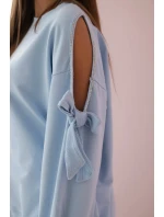 Sada mikiny s mašlí na rukávech a model 19747422 modrý - K-Fashion