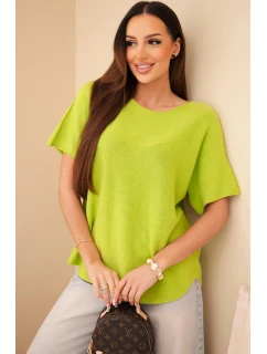 Dámský svetr s krátkým rukávem volného střihu model 21890082 - K-Fashion