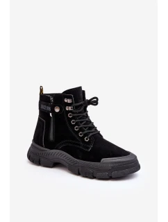 Zateplené semišové dámské botky Trapery černé Jailina