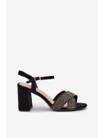 Dámské sandály na podpatku černé Almera Dámské sandály na podpatku černé Almera