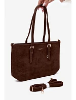Hnědá kabelka z umělé semiše model 22221021 - Flora&Co Hnědá kabelka z umělé semiše model 22221021 - Flora&Co
