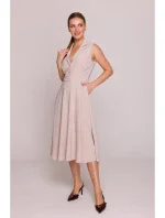 Košilové šaty ve střihu béžové model 21154751 - STYLOVE