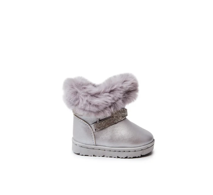 dětské sněhule s kubickými zirkony stříbrný Hollee