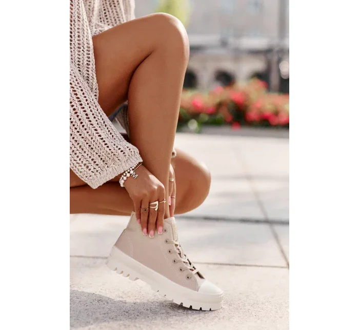 Dámské Tenisky S Vysokým Kotníkem Big Star Béžové Dámské Tenisky S Vysokým Kotníkem Big Star Béžové