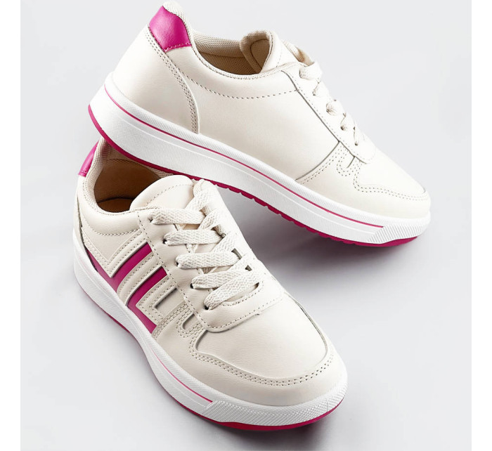 Ecru-růžové dámské sportovní boty (AD-587)
