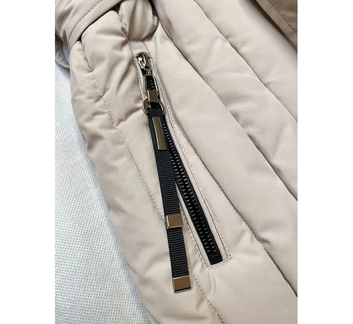 Světle béžová dámská zimní bunda s ozdobným prošíváním S'west (B8307-46)