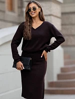 Pletená souprava se sukní čokoládová (82103)