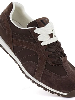 Dámské semišové hnědé kožené polobotky model 22068887 - VINCEZA