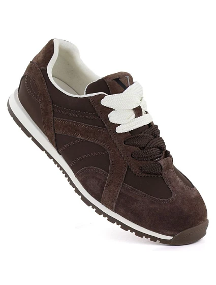 Dámské semišové hnědé kožené polobotky model 22068887 - VINCEZA Dámské semišové hnědé kožené polobotky model 22068887 - VINCEZA