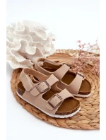Dětské sandálky na korkové platformě se suchým zipem béžové Rorria Dětské sandálky na korkové platformě se suchým zipem béžové Rorria