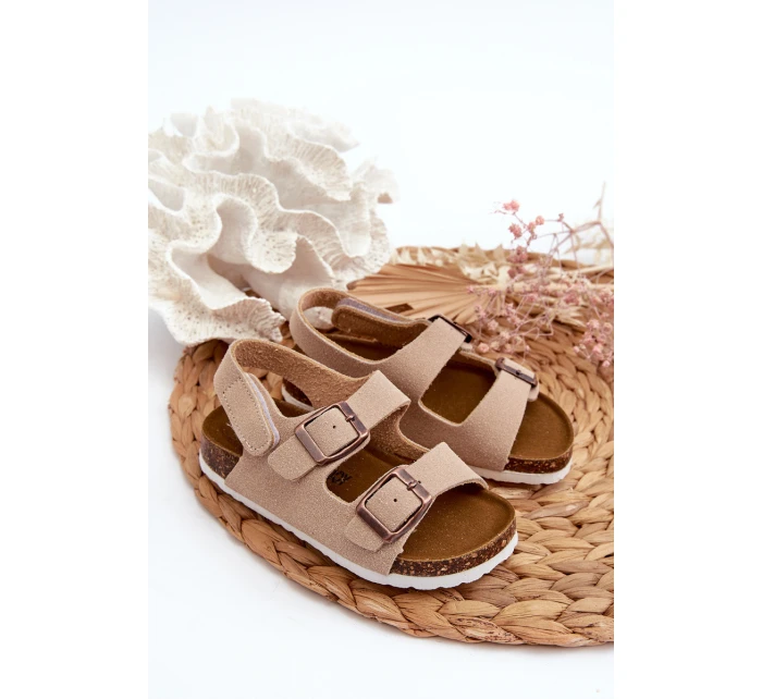 Dětské sandálky na korkové platformě se suchým zipem béžové Rorria Dětské sandálky na korkové platformě se suchým zipem béžové Rorria