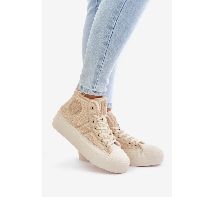 Zateplené Dámské Tenisky S Kožíškem Big Star Béžové model 21675253 - Big Star Shoes Zateplené Dámské Tenisky S Kožíškem Big Star Béžové model 21675253 - Big Star Shoes