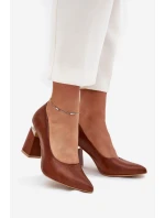 Kožené Lodičky Lewski model 21704050 Tmavě hnědé - Boto