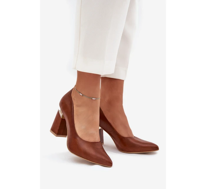 Kožené Lodičky Lewski model 21704050 Tmavě hnědé - Boto