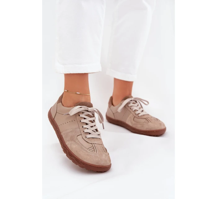 Dámské Kožené Tenisky Barefoot Zazoo N1277S2 Béžové