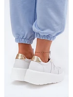 Kožené dámské tenisky na platformě model 22076967 bílé - VINCEZA Kožené dámské tenisky na platformě model 22076967 bílé - VINCEZA