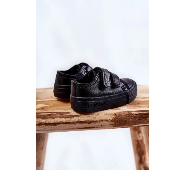 Dětské kožené tenisky na suchý zip BIG STAR KK374090 Černá Dětské kožené tenisky na suchý zip BIG STAR KK374090 Černá
