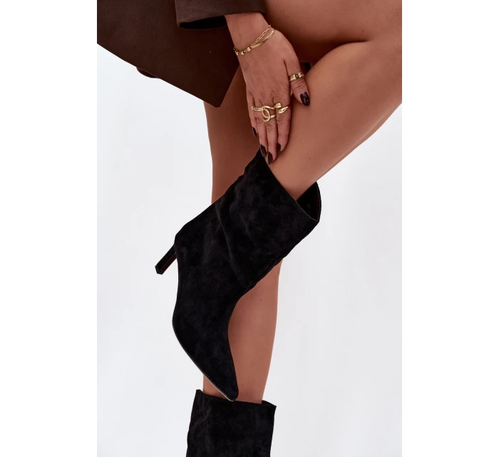 Dámské kotníkové boty na jehlovém podpatku Solvienne – černé