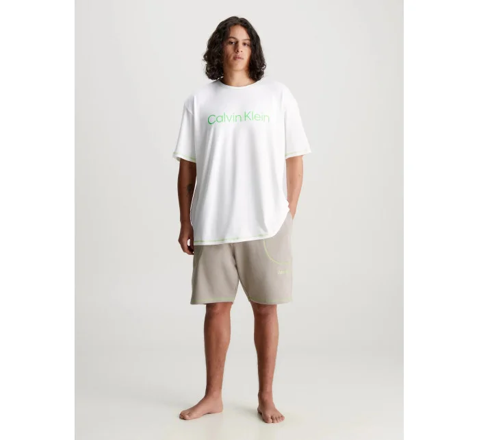 Pánské pyžamo NM2471E bílo/béžové - Calvin Klein Pánské pyžamo NM2471E bílo/béžové - Calvin Klein